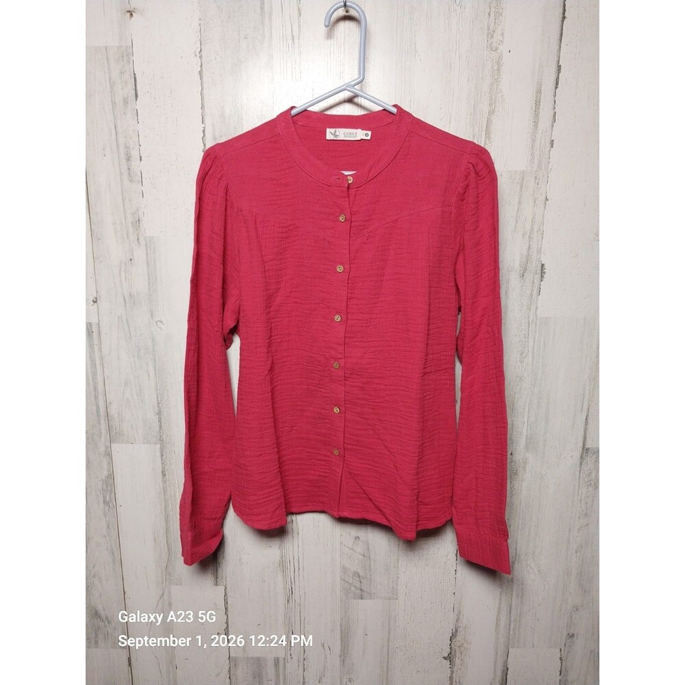 Carve Designs Tatum Double Gauze Organic Cotton Shirt Small Raspberry